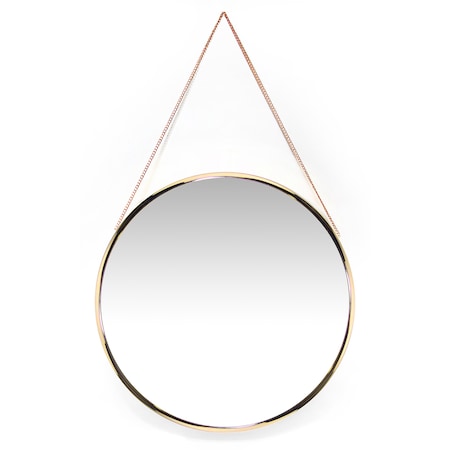 Infinity Instruments Franc Mirror - 22" Round Gold Frame and Metal Chain 15462GD
